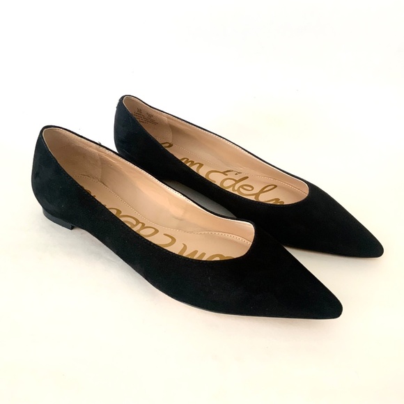 Sam Edelman Sally Black Suede Ballet Flat Shoes Pointed Toe Leather Loafers 7.5 - Picture 4 of 8